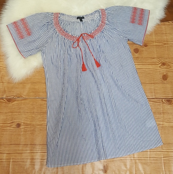 J Crew Embroidered Striped Tunic Beach Cover Up Size XS - Picture 4 of 8